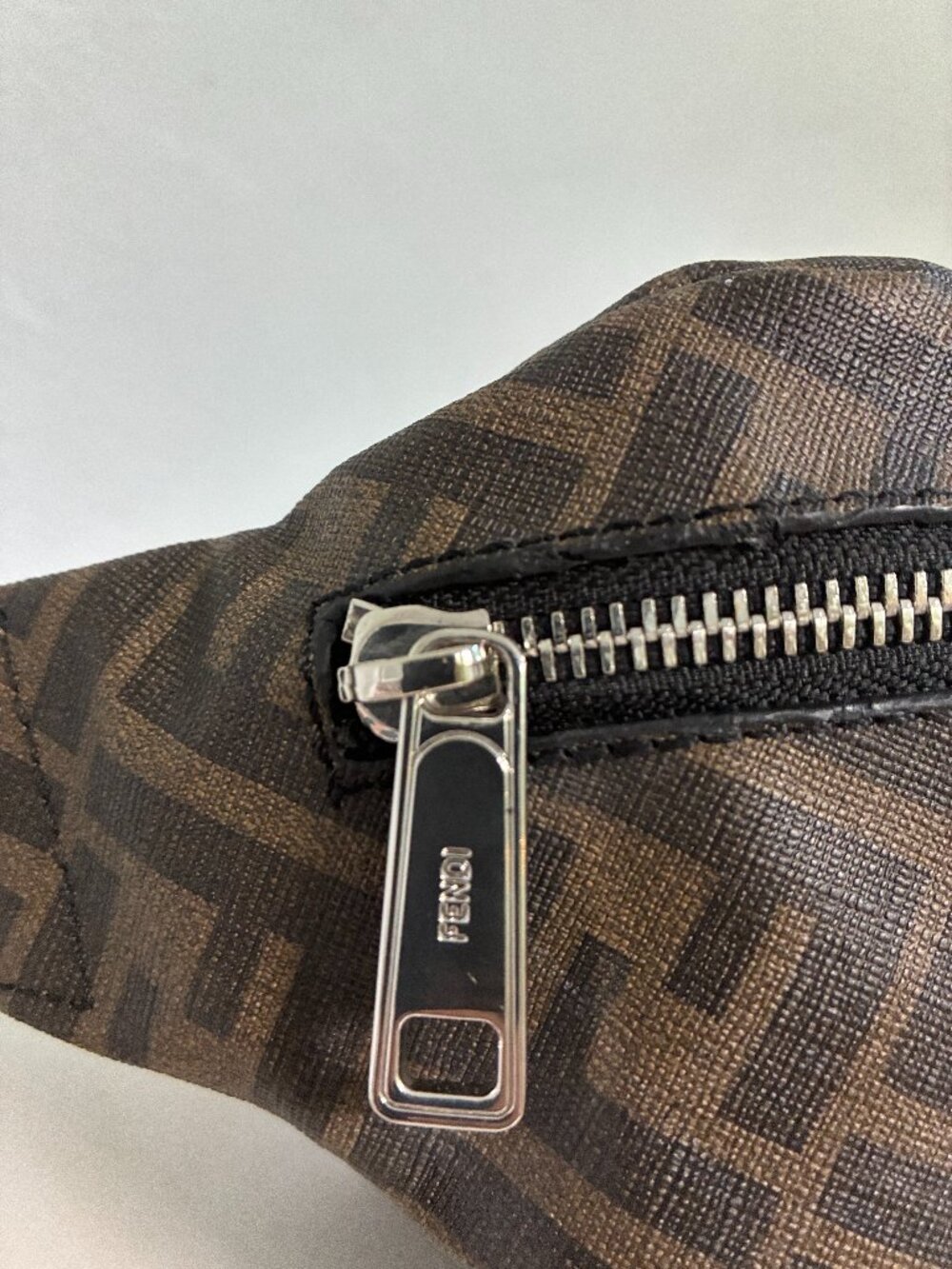 Fendi Belt Bag Zucca FF Monogram Brown Black Leather Waist Crossbody - Picture 2 of 12